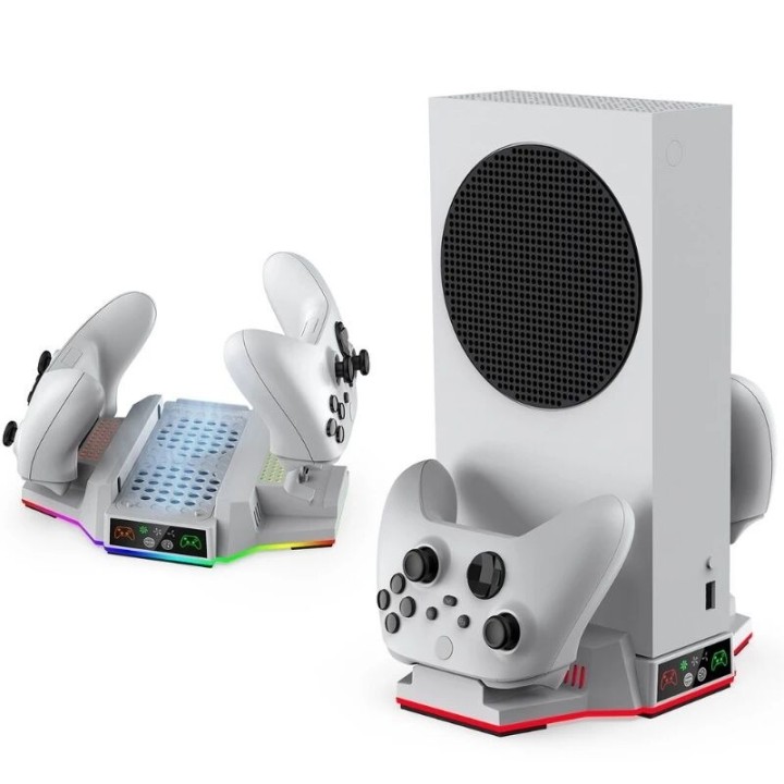 Support et station de charge pour Xbox Serie S / Series X et 2 manettes DOBE TYX-3612 blanc