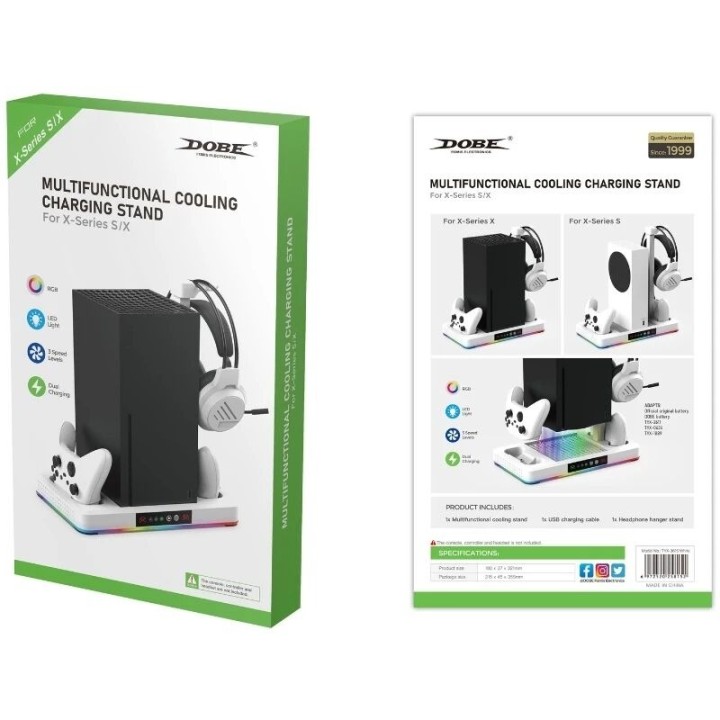 Support, station multifonction de refroidissement, de charge mannette pour Xbox Serie S / Serie X DOBE TYX-3615 noir/blanc