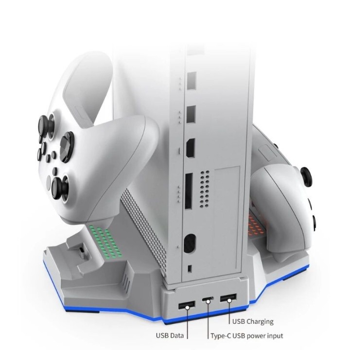Support et station de charge pour Xbox Serie S / Series X et 2 manettes DOBE TYX-3612 blanc