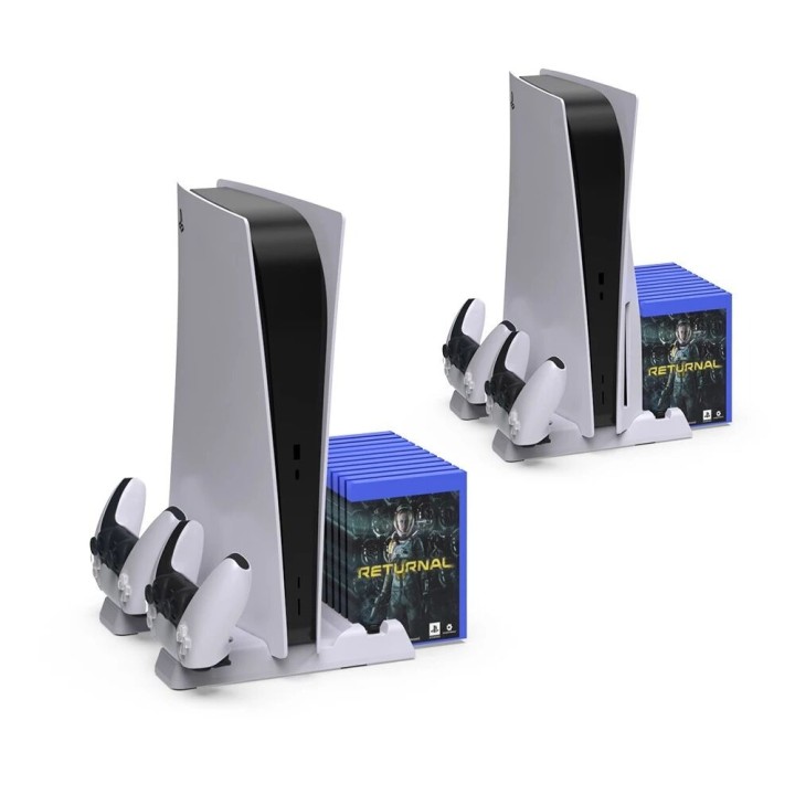 Support, station multifonction de refroidissement, de charge mannette et rangement jeux pour PlayStation 5 / PS5 / PS5 Slim / PS