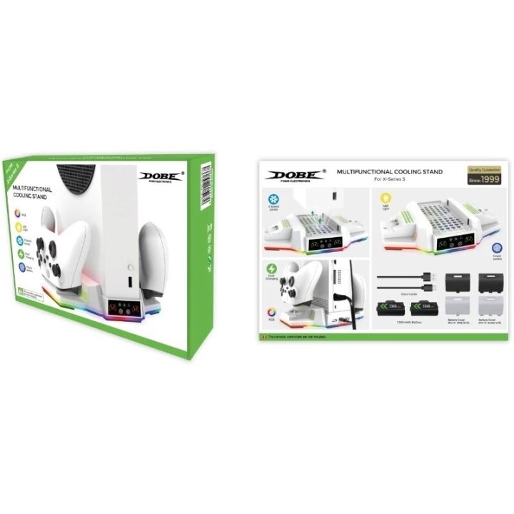 Support et station de charge pour Xbox Serie S / Series X et 2 manettes DOBE TYX-3612 blanc