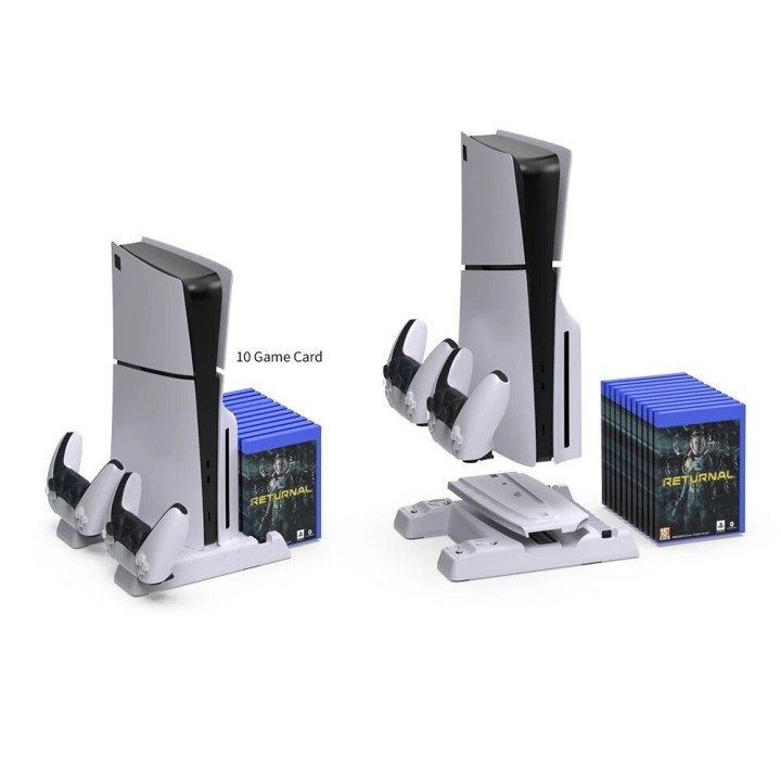 Support, station multifonction de refroidissement, de charge mannette et rangement jeux pour PlayStation 5 / PS5 / PS5 Slim / PS