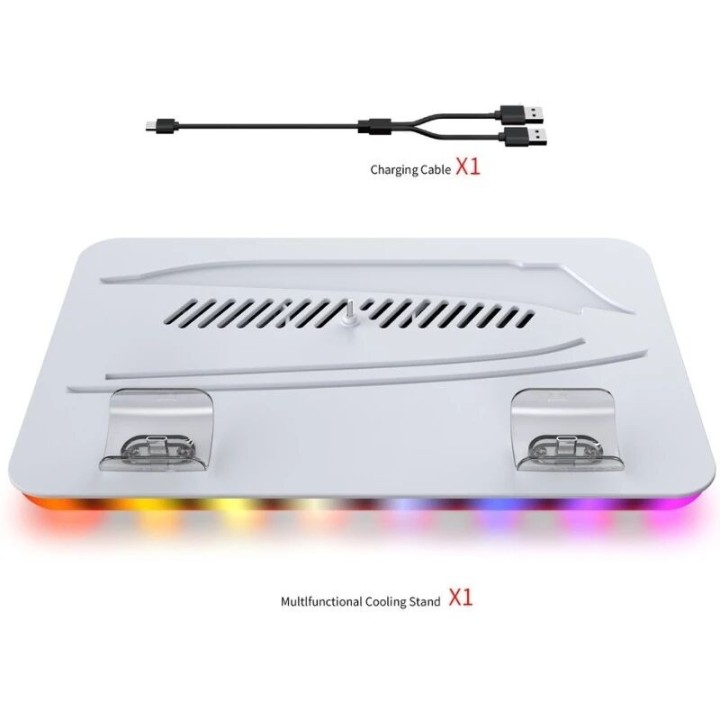 Support, station multifonction de refroidissement avec charge de 2 manettes pour PlayStation 5 / PS5 DOBE TP5-35103 blanc