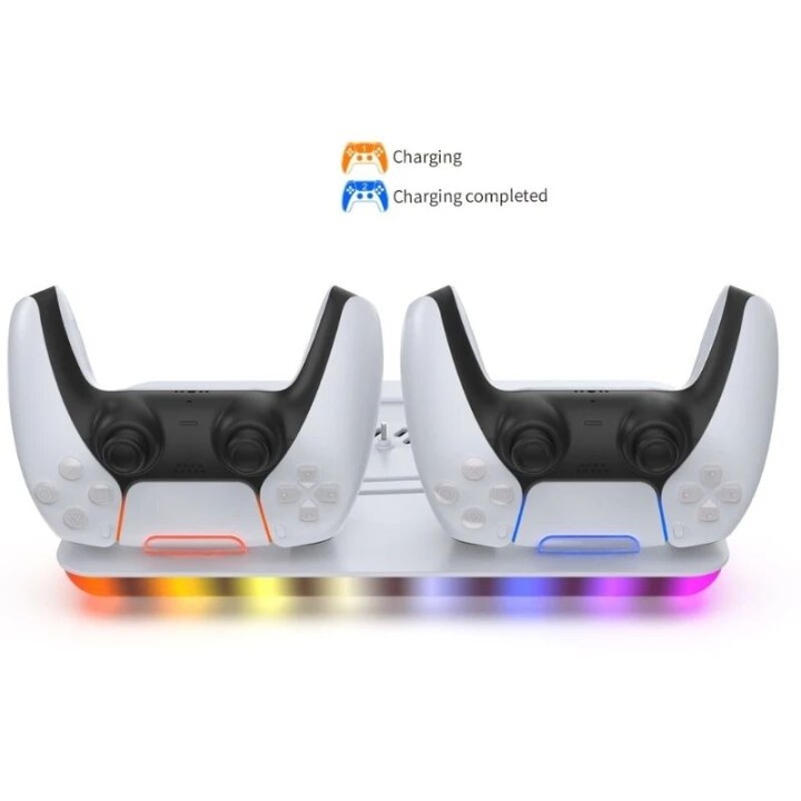Support, station multifonction de refroidissement avec charge de 2 manettes pour PlayStation 5 / PS5 DOBE TP5-35103 blanc