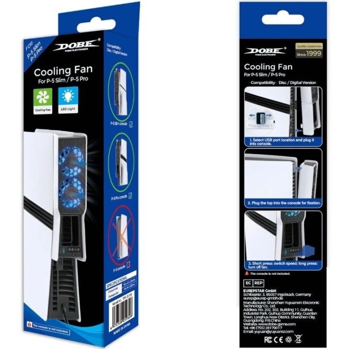 Ventilateur de refroidissement pour PlayStation 5 / PS5 Pro / PlayStation 5 / PS5 Slim DOBE TP5-35159