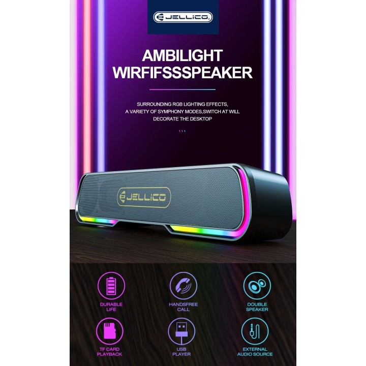 Enceinte sans fil bluetooth avec effets lumineux dynamiques JELLICO DS2 noir
