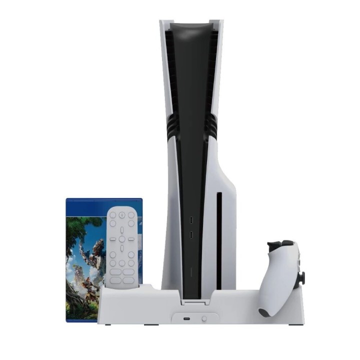 Support, station multifonction de refroidissement, de charge mannette et rangement jeux pour PlayStation 5 / PS5 / PS5 Slim / PS