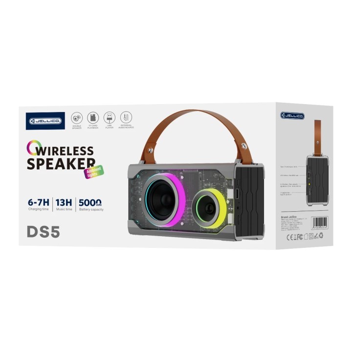 Enceinte sans fil bluetooth double haut-parleur avec effets lumineux JELLICO DS5 noir
