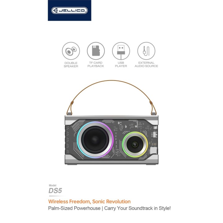 Enceinte sans fil bluetooth double haut-parleur avec effets lumineux JELLICO DS5 noir