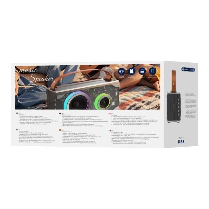 Enceinte sans fil bluetooth double haut-parleur avec effets lumineux JELLICO DS5 noir