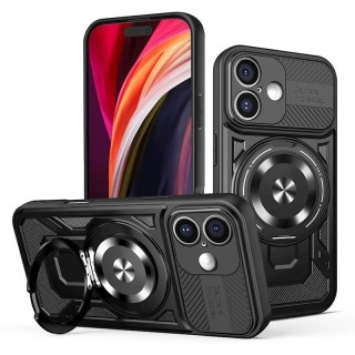 Coque ARMOR RING 360° MAG iPhone 16 noir