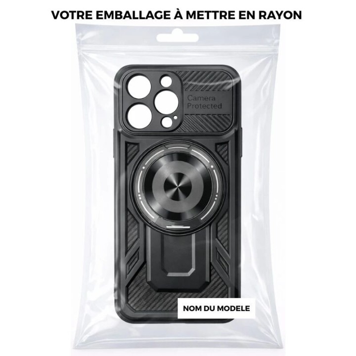 Coque ARMOR RING 360° MAG iPhone 16 noir