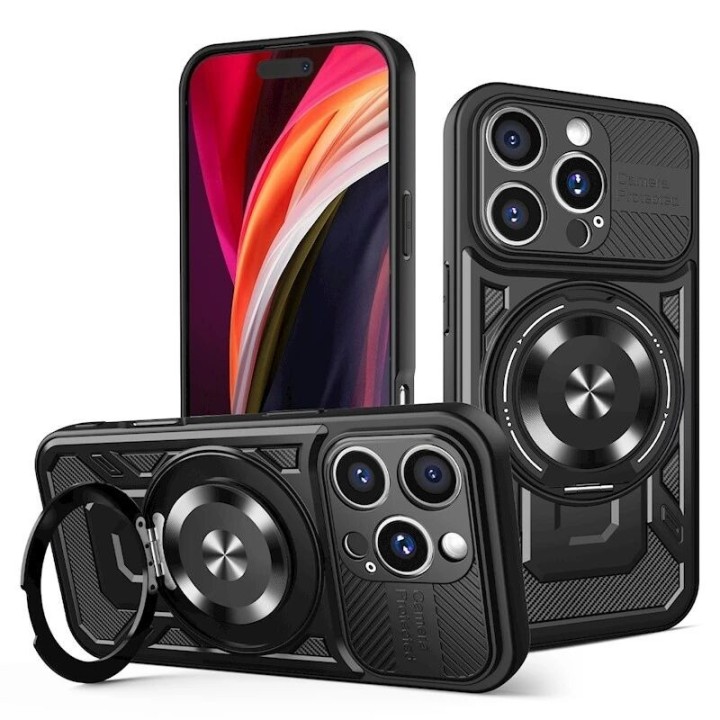 Coque ARMOR RING 360° MAG iPhone 16 Pro noir