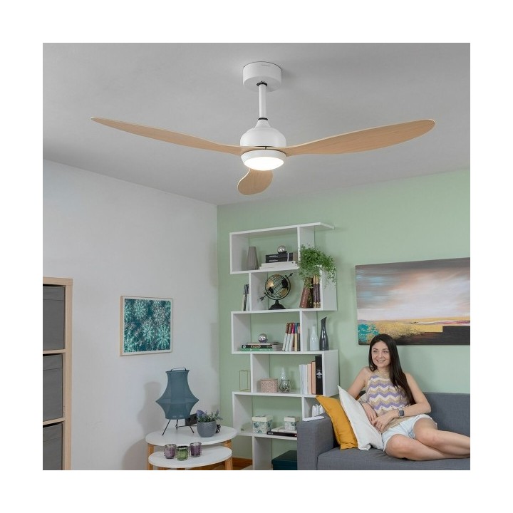 Ventilateur de Plafond avec Lumière LED et 3 Pales ABS Wuled InnovaGoods Bois 36 W 52" Ø132 cm