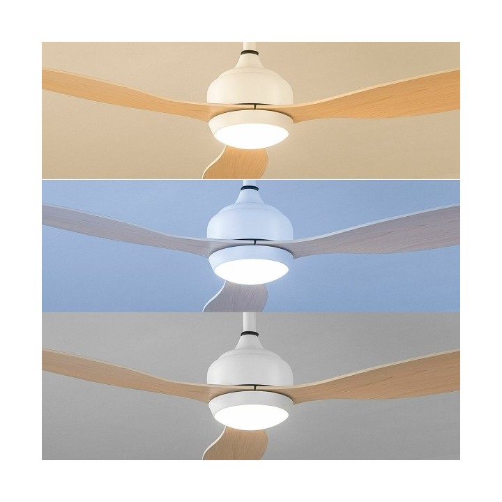 Ventilateur de Plafond avec Lumière LED et 3 Pales ABS Wuled InnovaGoods Bois 36 W 52" Ø132 cm
