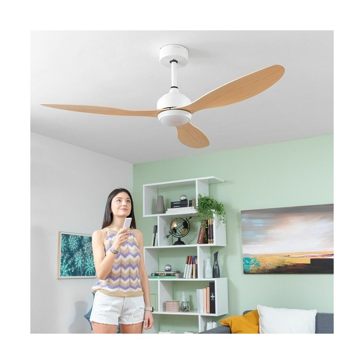 Ventilateur de Plafond avec Lumière LED et 3 Pales ABS Wuled InnovaGoods Bois 36 W 52" Ø132 cm