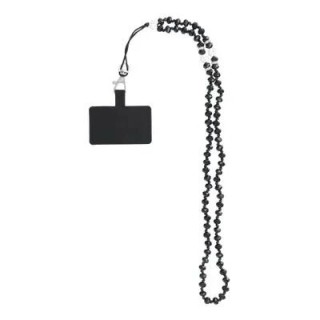 Cordon universel avec perles 74 cm (boucle poignet 37 cm) noir