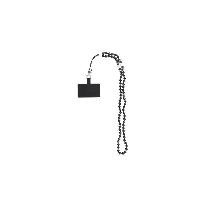 Cordon universel avec perles 74 cm (boucle poignet 37 cm) noir