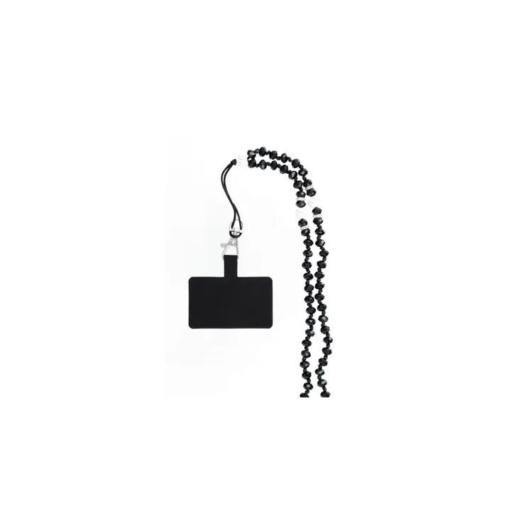 Cordon universel avec perles 74 cm (boucle poignet 37 cm) noir