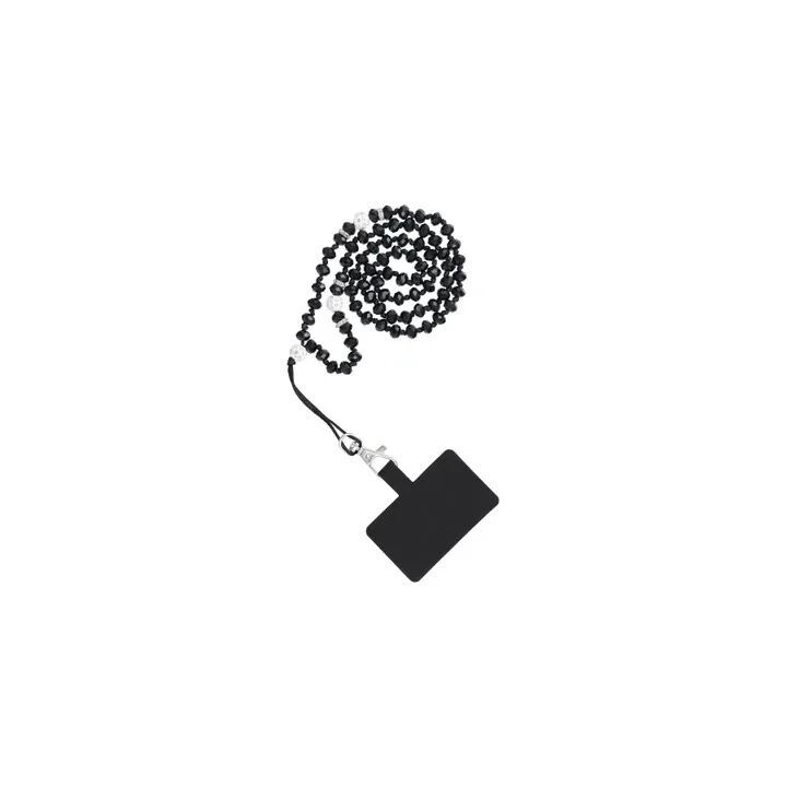Cordon universel avec perles 74 cm (boucle poignet 37 cm) noir