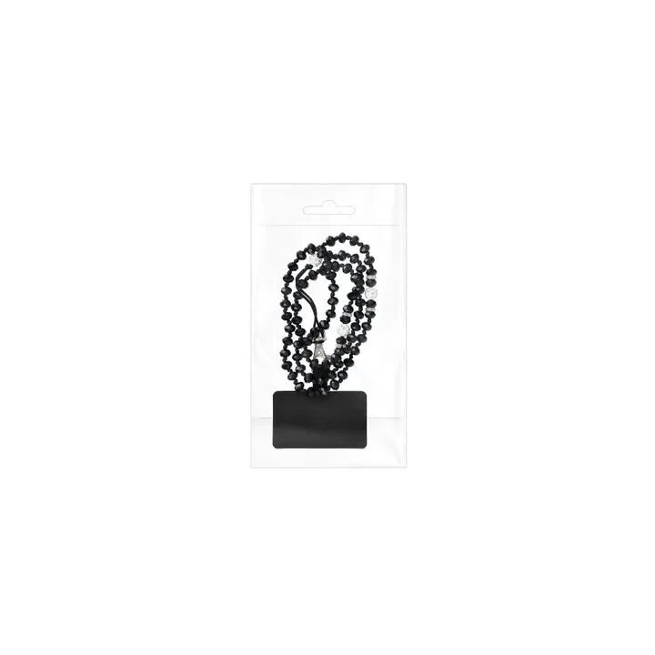 Cordon universel avec perles 74 cm (boucle poignet 37 cm) noir