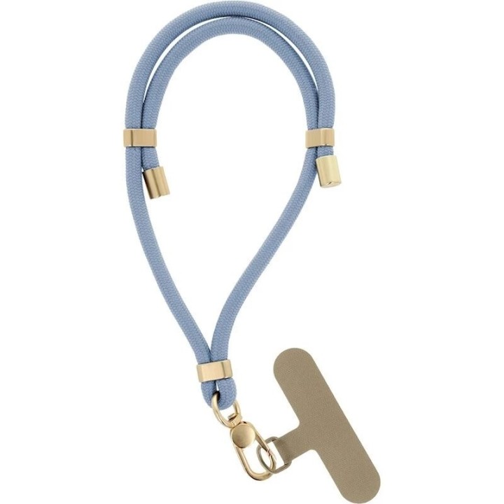 Cordon universel au poignet avec mousqueton bleu clair