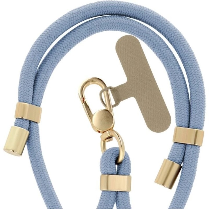 Cordon universel au poignet avec mousqueton bleu clair
