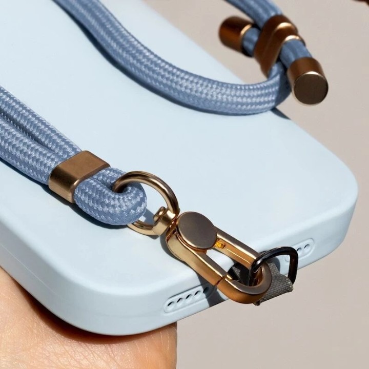 Cordon universel au poignet avec mousqueton bleu clair