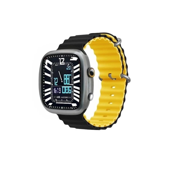 Bracelet en silicone souple respirant Deluxe Sport en silicone pour Apple Watch 44mm/ 45mm/ 46mm/ 49mm DEVIA noir-jaune
