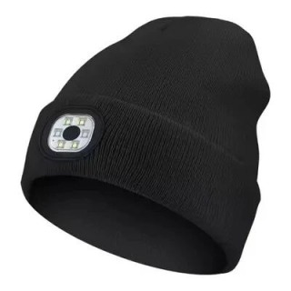 Bonnet avec lampe torche LED noir