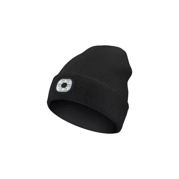 Bonnet avec lampe torche LED noir