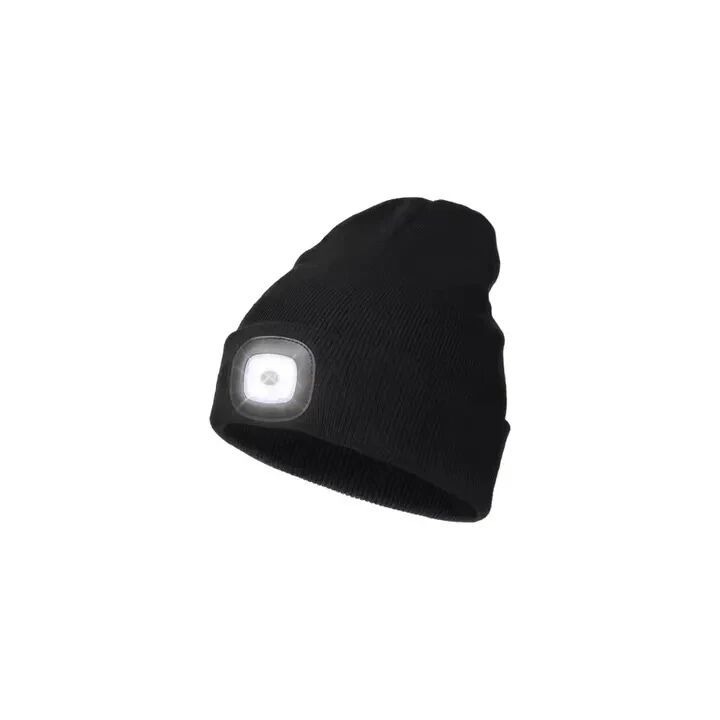 Bonnet avec lampe torche LED noir