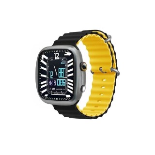 Bracelet en silicone souple respirant Deluxe Sport en silicone pour Apple Watch 42 mm/41 mm/40 mm/38 mm DEVIA noir-jaune