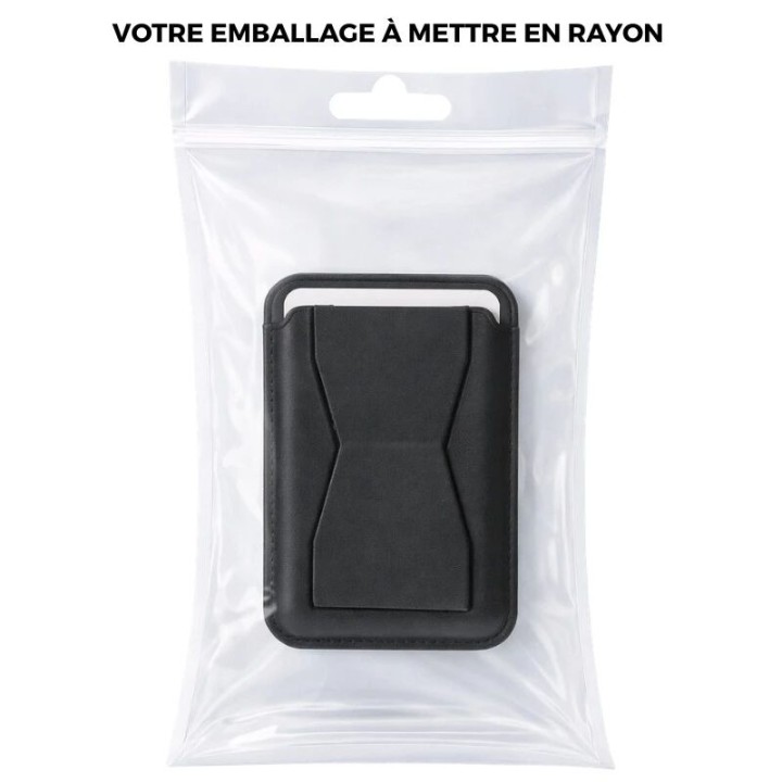 Porte-carte adhésif pour smartphone avec support noir