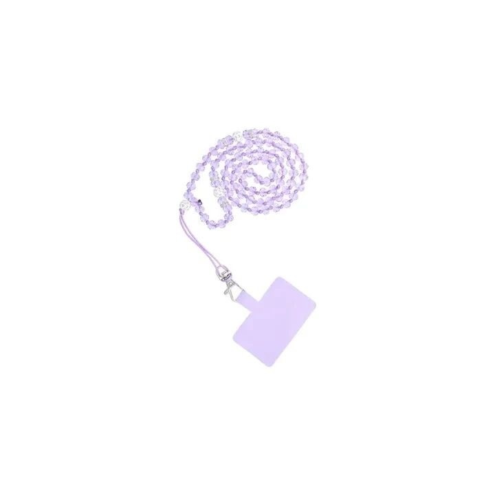 Cordon universel avec perles 74 cm (boucle poignet 37 cm) violet