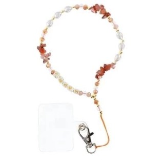 Cordon universel avec perles 44 cm (boucle poignet 22 cm) rose