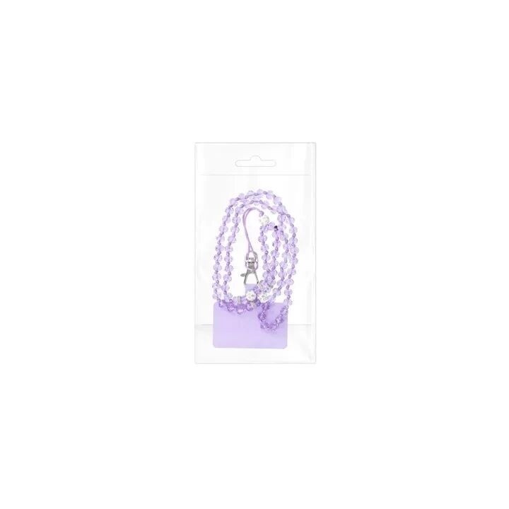 Cordon universel avec perles 74 cm (boucle poignet 37 cm) violet