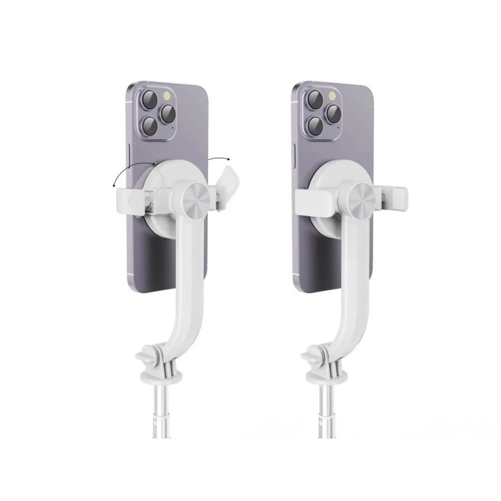 Perche à selfie compatible MagSafe avec trépied et télécommande sans fil SSTR-C09 blanc