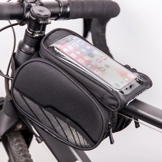 Pochette pour vélo étanche avec étui à téléphone amovible noir