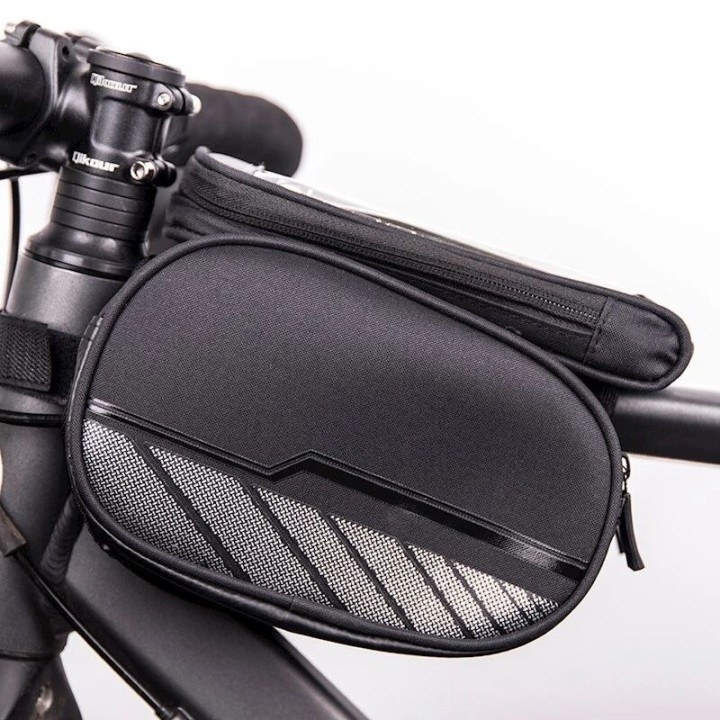 Pochette pour vélo étanche avec étui à téléphone amovible noir