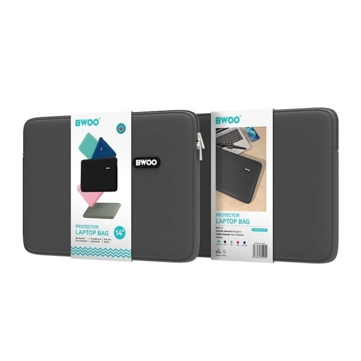 Housse pour ordinateur portable en néoprène 14 pouces BWOO gris