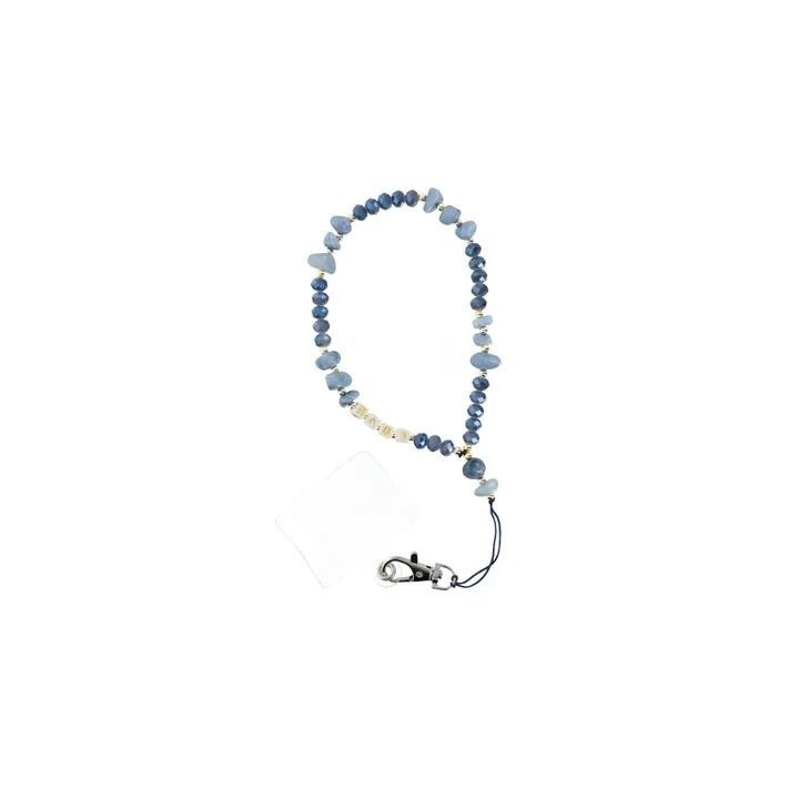 Cordon universel avec perles 44 cm (boucle poignet 22 cm) bleu