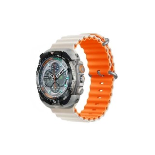 Bracelet sport en silicone souple respirant Deluxe pour Apple Watch 44mm/ 45mm/ 46mm/ 49mm DEVIA beige-orange