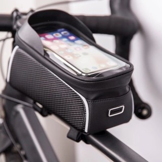 Pochette pour vélo étanche avec porte-téléphone intégré noir