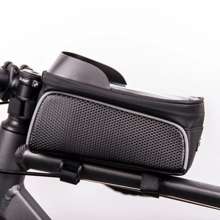 Pochette pour vélo étanche avec porte-téléphone intégré noir