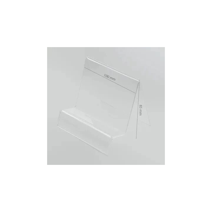 Support vertical en plexiglas pour tablette à mettre en boutique (largeur 100 mm)