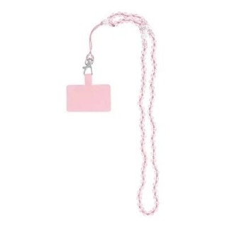 Cordon universel avec perles 74 cm (boucle poignet 37 cm) rose