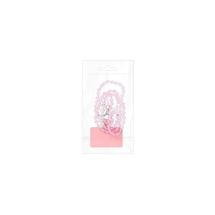 Cordon universel avec perles 74 cm (boucle poignet 37 cm) rose