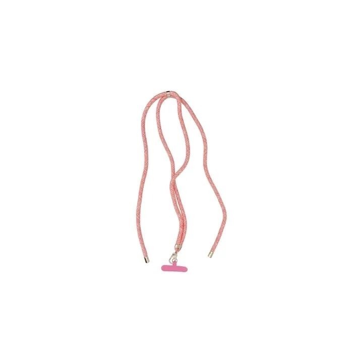 Cordon universel 8mm en nylon 165 cm (boucle poignet 82,5 cm) rose-blanc