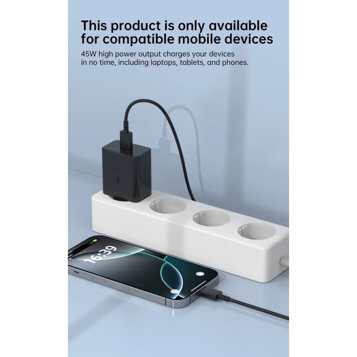 Adaptateur secteur USB-C/Type C (45W) JELLICO T4510 noir